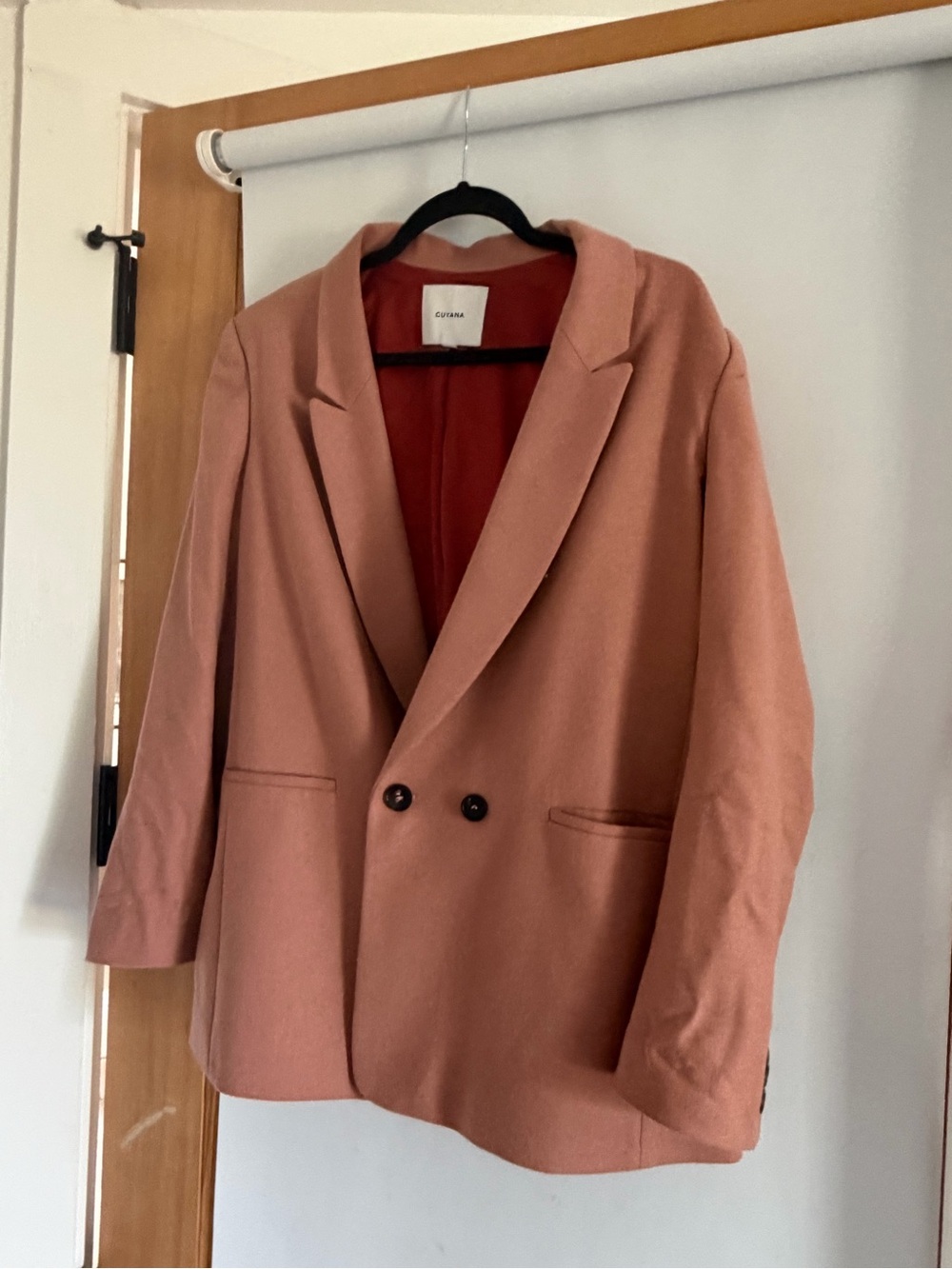 Cuyana Dusty Rose Single-Button Wool Blazer